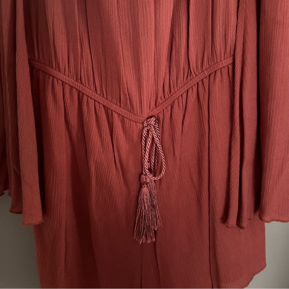 Off Shoulder Pink/Orange Romper - Picture 4 of 7